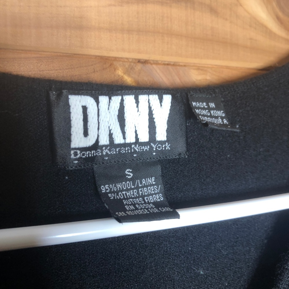 DKNY Wool Black V-Neck BodyCon Sweater Dress Small - Picture 2 of 3